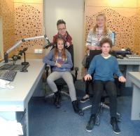 Students from the project Stories of our neighbours during the radio reportage about Fedor Gál