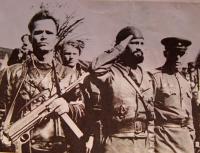 Partisans of the 1st Czechoslovak Partisan Brigade of Jan Žižka. Commander Dajan Bajanovič Murzin in the middle.