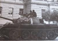 Polish troops on Liberty Square in Šumperk during the invasion of Warsaw Pact troops