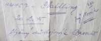 Lístek který matce předal dozorce v Kounicových kolejích během návštěvy u otce