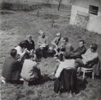 Meeting of foreign department employees in Věra Šťovíčková's summer cabin