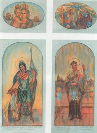 Návrhy na freskové malby pro kapli na návsi v Brloze (realizace v roce 1997)
