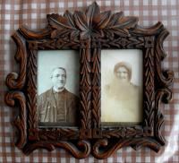 The Anderle family, Josef's maternal great-great-grandparents. Both died in 1910. (These photos, including the frame, were literally saved from a dung-yard)