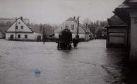 Flooding in Žamberk at nowadays Masarykovo square in 1946