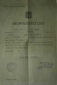 Certificate of release from the army