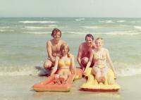 With his wife and friends by the sea in Romania; Pavel Douša in on the left, 1980s