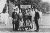 The team in a modern pentathlon race, May 1, 1956