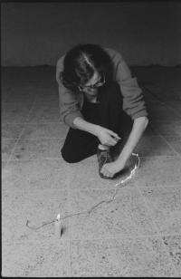 Petr Štembera – Extinguishing Fire, 1975, performance documentation, historical photograph
