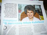 Newspaper article about Miluše Kubíčková (2013)