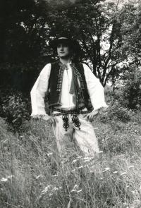 Oldřich Tichý in costume (Valašsko county)