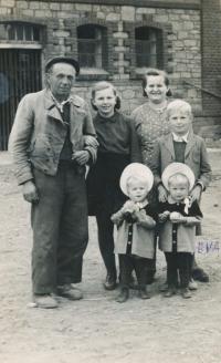 Věra and Josef Biňovec with Their Son Josef and Daughters Věra, Ludmila and Eva (1944)