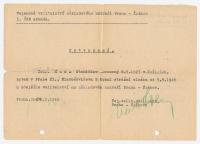 Stanislav Husa – confirmation about completion of the guarding service during the Prague Uprising, May 1945, scanned copy