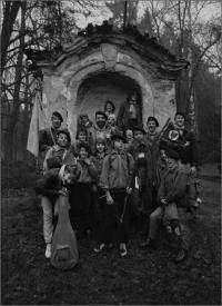 Group Žlutý kvítek on the trip in Brdy, second half of 1980s