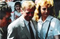 President Havel and his pretty bodyguard, Plzeň 1990