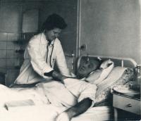 Hana Lobkowiczová practicing as doctor at Prague 9, sometime between the second half of 1950’s and first half of 1960’s, historical photograph