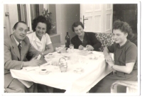 From left father, cousin Ruth, mother Věra, Náchod 1945