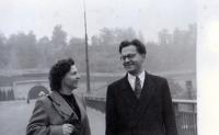 With his wife in front of the Letná tunnel in Prague, October 1953