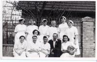 His wife in the 2nd row as a voluntary nurse of the Czechoslovak Red Cross, the 1950s