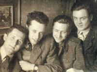 Jiří Hovorka with friends (Kočík, Berounský and Lander)