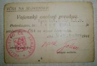 Military ID of a soldier of the Czechoslovak Army in Slovakia