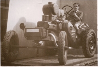 Václav Svoboda drives a tractor from his father's factory