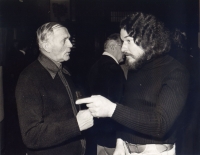 Oldřich Hamera with Bohumil Hrabal, around 1980