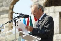 Giving speech in Arena during Istria county Day