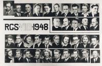 A 1948 seniors' photo series (teacher Karel Fiala in the upper row, 2nd from the left)