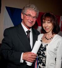 Receiving the Masaryk Award, Dr Skála with the pianist Eva Solarova-Kinderman, Winnipeg 2010