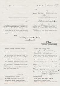 Gestapo form for receiving post to the prison at Bory for Jana and Eduard Lederer, 1944