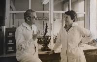8 - with her husband J. Závada at work (Bratislava, Institute of Virology of the Slovak Academy of Sciences, 1965)
