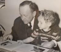 9- her husband's father, writer Vilém Závada with his granddaughter Karin