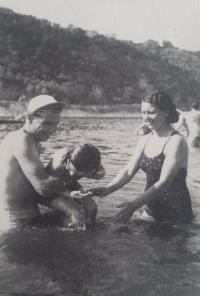 With parents at the river Lužnice