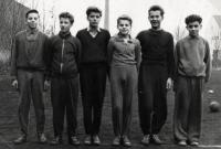Winning team of a footbal game of the vocational school, 1959. (Miroslav Vošahlík is the third from the right)