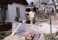 Building of hang glider, 1987, Josef Hlavatý with his father Joseph