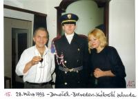 Jaroslav Proche with castle guard and V. Křesladlova in 1993 