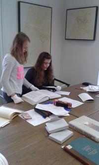 Students in an archive