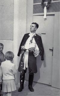 1965 - Petr Záleský in traditional folk costume at his friends' wedding