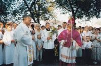 1999 - the festival in his native village of Dolní Bojanovice after the bishop's consecration, Petr Esterka welcome in his native village