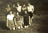 Summer camp of Maccabi Hatzair in Beluše, 1938. Ellen Berger standing in the 2nd row in the centre.