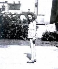 Eliška at home in the garden, immediately before the war