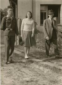 Prokop Šmirous with his father and sister Ivana in July 1960 shortly after their father's release from prison