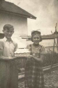 Prokop Šmirous with his sister Ivana at the family farm in Leština u Světlé