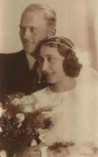 Wedding photo of Prokop's parents Prokop and Klementýna Šmirous in 1936 