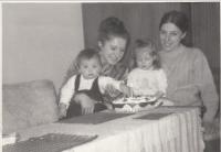 With son Tomáš, sister Lída and her daughter Petra, February 1973
