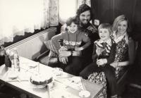 Petr Šída with his daughter Alena and his sister in law with her son, 1975