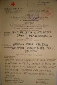 Jeden z posledních dopisů rodičů bratrům Adolfovi a Viktorovi odesílaný přes Červený kříž v roce 1942, musel být napsán němčinou