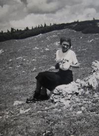 Věra on a trip in the Rax mountains in the Alps, ca. 1937