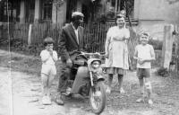 Husband Nepauers with their son Josef and a daughter Blažena in front of their house in Polička in 1961, when they built a new fence