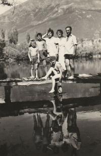 With younger brother and relatives at the Ohrid's lake in Macedonia in 1957
